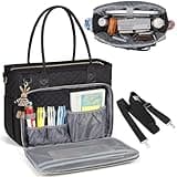 RAINSMORE Teacher Tote Bag 15.6 inch Laptop Bag for Women Work Bag Laptop Tote Nurse Bag Professional Computer Messenger with Insulated Pocket, Laptop Briefcase for Office, College, Nursing, Black