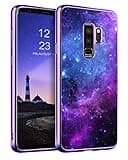 GUAGUA Compatible with Samsung Galaxy S9 Plus Case 6.2 Inch Glow in The Dark Noctilucent Luminous Space Nebula Slim Fit Cover Shockproof Protective Anti Scratch Case for Samsung S9 Plus, Blue Nebula