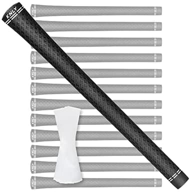KNLY 360 Golf Grips Set of 13- Soft Rubber Golf Club Grips，Anti-Slip & High Traction，Grips with Tapes and Grips with Full Regripping Kit for Choice. (Standard, Black-2 in 1(13 grips only with 15