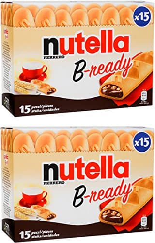 Ferrero: "Nutella B-ready " a crisp wafer of bread in the form of mini baguette stuffed with a creamy Nutella * 15 pieces * 10.13 oz (286g) * Pack of 2 [ Italian Import ]