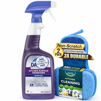 Dawn-Professional Multi-Surface Heavy Duty Degreaser Spray 32 Fl Oz | Liquid Dish Soap, 32 Fl Oz | bundled with 2 Dual-Sided Non-Scratch Scrubbing Sponge