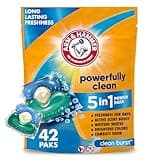 Arm & Hammer Clean Burst 5-in-1 Laundry Detergent Power Paks, High Efficieny (HE), 42 Count