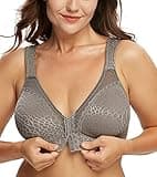 DotVol Women's Full Figure Front Closure Wirefree Jacquard Back Support Posture Bra(Grey,40C)