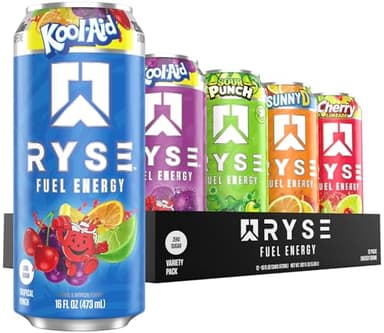 RYSE Fuel Energy Drink - Variety Pack - Sugar Free, Gluten Free & Vegan - 200mg Natural Caffeine, Taurine & Choline for Focus & Energy - No Artificial Colors - 16 fl oz Cans (12-Pack)
