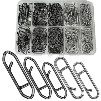 ENERHIKE Fishing Power Clips, 200pcs Fishing Speed Clips for Fishing Lure Quick Change, High Strength Stainless Steel Clips Snap Freshwater Saltwater Crankbait Popper Lure Connector Tackle