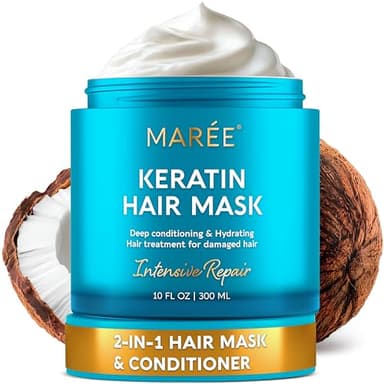 MAREE Deep Conditioning Hair Mask for Damaged Hair Treatment – Keratin Hair Care for Hydrating Growth Repair Moisturizing – Dry Curly Color Refreshing – Tratamiento Mascarilla Para el Cabello Seco
