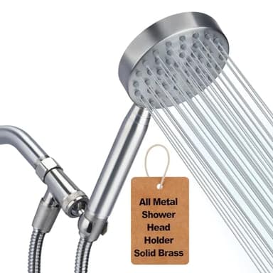 All Metal Shower Head with Handheld: High Pressure HandHeId Shower Sprayer with Long Hose 72" Flexible Extension,Brass Showerhead Holder, Brushed Nickel