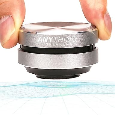 Anything Speaker - Portable Mini Bluetooth - Turn Anything Into A Speaker! Wireless Bone Conduction Induction Vibration Humbird + Gift Box - Nano Travel Sized, 360° Sound (Silver)