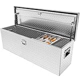 AUTOSAVER88 48 Inch Truck Bed Tool Box, Heavy Duty Aluminum Diamond Plate Tool Box Chest, Waterproof Chest Storage Box with Sliding Shelf and Lock for Trucks, Trailers, RVs, Warehouses