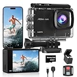 4K60FPS Waterproof Action Camera, 131ft Waterproof Camera Underwater with 64GB Card, 48MP Motorcycle Camera with 8X Zoom, EIS Helmet Camera, Sports Camera with Remote Control,2 * 1350mAh Batteries