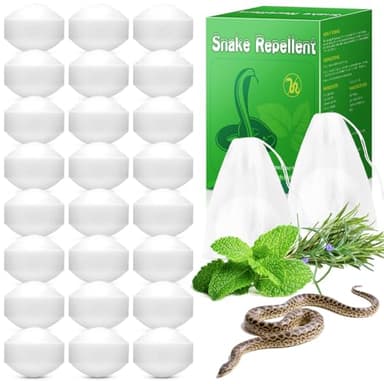 24 Pack Keep Snakes Away Balls for Outdoors Indoor, Natural Snakes Balls for Snakes Rats and Other Pests, Used in Yard Lawn Garden Camping Fishing, Safe for Human, Pet, Snakes and Plants, White