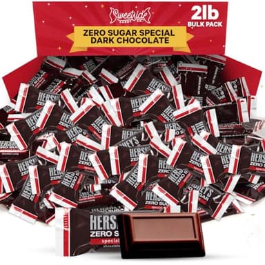 Zero sugar - 2 pounds - Special Dark Chocolate Candy Bulk Pack Individually Wrapped Sugar Free Chocolate Candy Bar Snack Size for Office Cravings