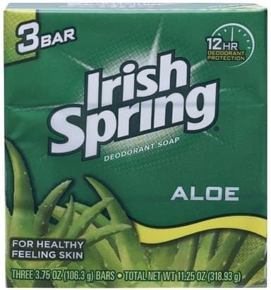Aloe Deodorant Soap By Irish Spring for Unisex, 11.25 Ounce