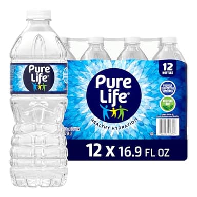 Pure Life Purified Water Bottles, 12 Pack - Still Bottled Water Enhanced with Minerals for a Crisp Taste, Plastic Bottles - 16.9 Fl oz