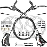 DYISLAND E-Bike Hydraulic Disc Brake Set 4-Pistons/2-Pistons, 2-PIN/3-PIN Pre-Bled with Mineral Oil Brakes Kit，Front and Rear Set，180mm 2.3mm Thick Rotors (Black/4-Pistons/2-PIN/F1100mm*R1900mm)