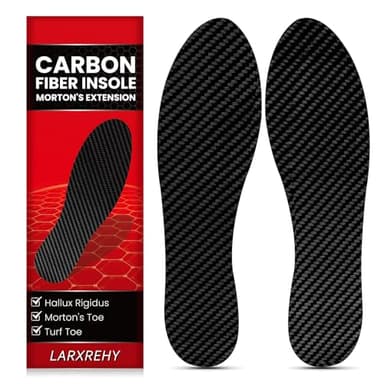 LARXREHY Carbon Fiber Insole for Men & Women 1 Pair: 1.5mm Thick Rigid Shoe Insert for Morton's Toe, Turf Toe, Hallux Rigidus & Arthritis - Alternative to Post Op Shoe(275mm)