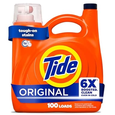 Tide Liquid Laundry Detergent, Original Scent, 125 fl oz, 100 Loads, Boosted Clean Even in Cold Water with Concentrated Washing Soap