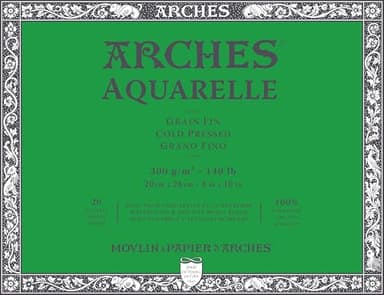 Arches Watercolor Paper Block, Cold Press, 8" x 10", 140 pound