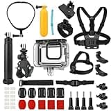 Action Camera Accessories Kit w/Waterproof Case for GoPro, Neck Mount+Selfie Stick+Bike Mount for GoPro Hero 11 10 9 8 7 6 5 4 GoPro Max GoPro Fusion Insta360 DJI Osmo Most Action Camera