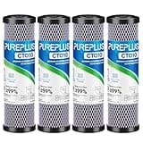 1 Micron 2.5" x 10" Whole House CTO Carbon Water Filter Cartridge Replacement for Under Sink Water Filter System, Dupont WFPFC8002, WFPFC9001, FXWTC, SCWH-5, WHEF-WHWC, WHCF-WHWC, AMZN-SCWH-5, 4Pack
