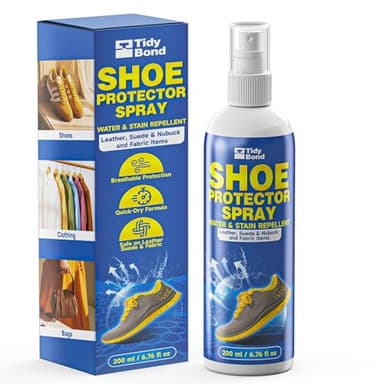 Tidybond Shoe Protector Spray 6.76 fl oz – Waterproof & Stain Repellent for Sneakers, Boots, Leather, Suede, Canvas & Fabric – Long-Lasting Shoe Waterproofing Spray