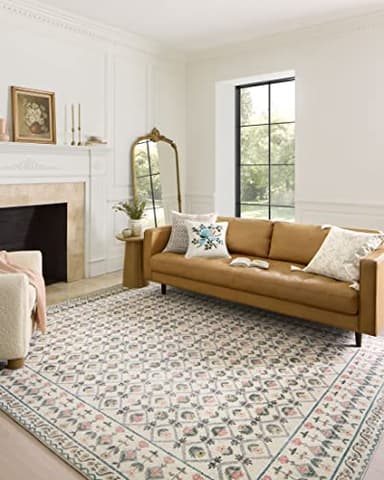 Loloi Rifle Paper Co. Eden Collection EDE-03 Lattice Ivory 5'-0" x 7'-6" Area Rug feat. CloudPile™
