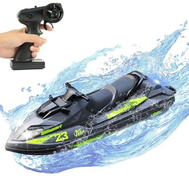Cheerwing UDI023 RC Boat for Kids & Adults, 20KM/H Vortex Jet Remote Control Boat for Pools and Lakes, Gray