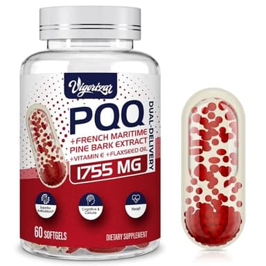 200 mg Pycnogeno with PQQ, Premium French Maritime Pine Bark Extract, Unique Dual-Delivery for Maximum Absorption, Pine Bark Extract for Vascular & Heart & Joint Function - 60 Vegan Softgels
