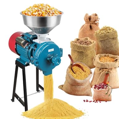 Snowtaros Electric Grain Mill Grinder 3000W 110V, Commercial Corn Grinder with Funnel, Dry Feed Grain Mill Machine, Thickness Adjustable, Powder Grinder for Grain Corn Rice Herbs Pepper (Dry Use)