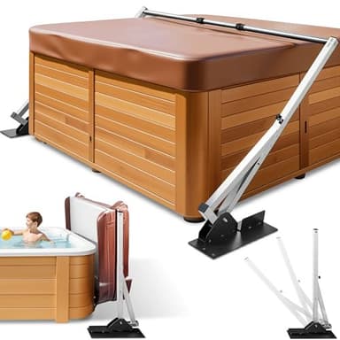 BJOSSTY Hot Tub Cover Lifter, Rust-Proof Stainless Steel Spa Cover Lift, Fits Height 39–45 in & Width 70–106 in, Heavy Duty Square Tubing, Easy Install, Universal for Rectangular & Square Hot Tubs