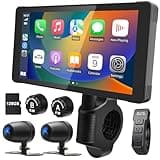 Weuaste Motorcycle DVR: Wireless Motorcycle Carplay, Android Auto, Motorbike TPMS, 5.5 inch Waterproof Touchscreen, Dual HD 1080P Cameras, Support Bluetooth, Car GPS, Siri, Google Assistant, TF-128GB