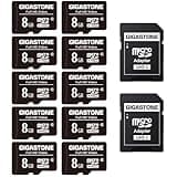 GIGASTONE 8GB 10-Pack Micro SD Card, Full HD Video, Surveillance Security Cam Action Camera Drone, 85MB/s Micro SDHC Class 10