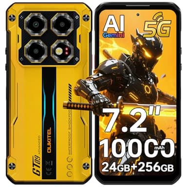 OUKITEL WP60 5G Rugged Phone Unlocked 7.2" Display, 24GB RAM+256GB ROM/TF 2TB, 10000mAh/33W Smartphone, 108MP Camera, IP68/IP69K Waterproof Phone, NFC/OTG/GPS/120Hz, 5G Dual SIM Android 15 Cellphone