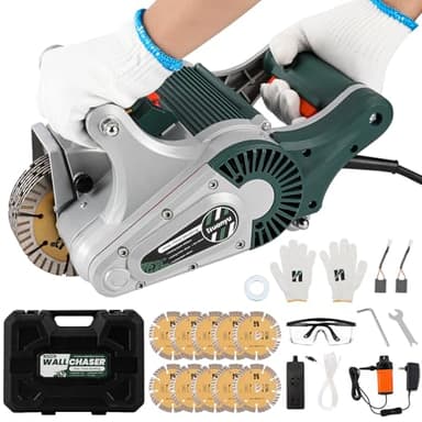 Huanyu Electric Wall Chaser 1 time Molding Wall Groove Cutting Machine Infrared Sighting 4800W Cutting Width 40mm Depth 40mm Wall Chaser Concrete Cutter Magnesium Alloy for Cement Brick Marble 110V