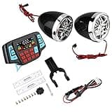 Qiilu Bluetooth Motorcycle Stereo Speakers,Waterproof Motorcycle BT MP3 Player o Stereo Speaker System USB Memory Card Carrier