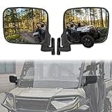 SAUTVS Adjustable Rearview Side Mirrors for Polaris Ranger XP 1000/ Ranger 1000/ Crew 2018-2025, Folding Clear Rear View Side Mirrors Accessories(2PCS)