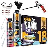 Y’allCanDiy Spray Foam Insulation Kit (18 Pack) – Expanding Foam Sealant for Thermal & Acoustic Insulation – Closed-Cell, High R-Value 5.66, Covers up to 360 Board feet/sq. ft., Seals Gaps & Cracks