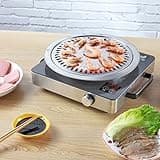 BBQ Plate,korean Style Stovetop,Smokeless Indoor Stainless Steel Non-stick Roasting Round Barbecue Grill Pan For Indoor Outdoor Camping BBQ, Cooking Delicious Roasting Food