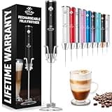 Zulay Kitchen Lux Rechargeable Milk Frother Handheld - Powerful 2-Speed Motor, Fully Waterproof, 2000mAh Battery - Drink Mixer For Latte, Cappuccino, Matcha, Protein Powder - Black