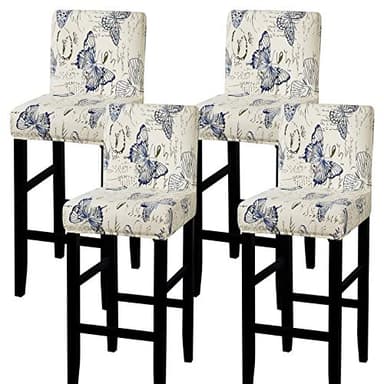 SearchI Bar Stool Covers Set of 4, Stretch Washable Barstool Seat Covers, Counter Height Chair Covers for Kitchen Dining Room Cafe (Flowers Butterfly)