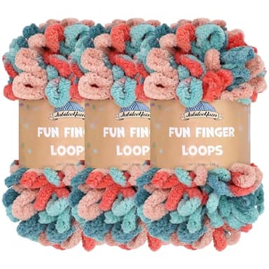 JubileeYarn Fun Finger Loops Yarn - 100g/Skein Jumbo Polyester - Hypnos - 3 Skeins