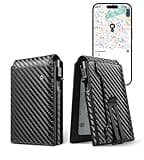 Auskang Mens Wallet with Smart Tracker Works for Find My App, Minimalist Leather RFID Blocking Credit Card Holder, Replacement for AirTag Wallet, with Money Clip, Not for Android, Black