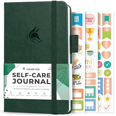 Clever Fox Self-Care Journal Pocket – Daily Reflection Notebook – Mental Health & Personal Development Planner, Meditation & Mood Log (Forest Green)