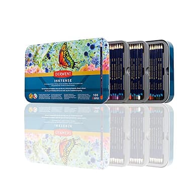 Derwent Inktense Pencils Art Set, 100 Permanent Watercolor Pencils Set in Tin, Premium Colored Pencils for Adults, Water-Soluble Indelible Pencil Collection, 4mm Core, Professional Quality (2306130)
