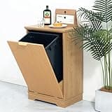 TDLEAYYD Tilt Out Trash Cabinet 13 Gallon Trash Can Cabinet Fluted Wooden Hidden Garbage Can Cabinet for Kitchen, Living Room