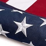 This 100% Cotton 3x5 ft American Flag, Heavy Duty, Made in USA, Longest Lasting, Embroidered Stars, Sewn Stripes, Brass Grommets, The Best Cotton US Flags for Indoor and Outdoor Decor
