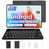 2025 Upgraded Android 14 Tablet,11 inch Android Tablets,12GB+128GB+1TB Expand, Support Face Unlock+18W Fast Charging, Octa-Core Tablet, WiFi6, Dual Camera,8000mAh Battery, 2in1 Tablet with Keyboard