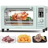 Nuwave Bravo Pro Smart 21QT Toaster Oven Air Fryer Combo, Convection Oven Countertop, 10 functions all in 1, with even & quick crisp technology, 50-450°F, 1800W, Mint Green