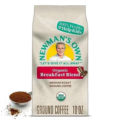 Newman's Own Organics Breakfast Blend, Ground Coffee, Fair Trade Certified, Medium Roast, Bagged 10oz