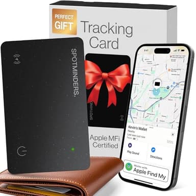 SPOTMINDERS Apple MFi Certified Wallet Tracker Works With Apple Find My Tracking Card for Wallet Card Rechargeable IP68 Waterproof 0.07in Slim iPhone Item Finder for Luggage Tags Purse Gifts for Women